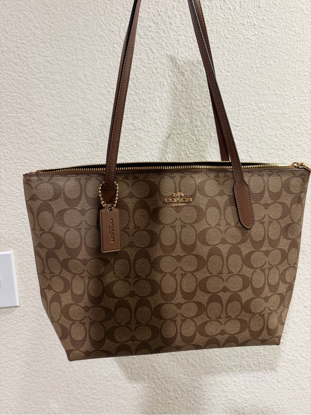 Coach Brown Signature Canvas Tote Bag
